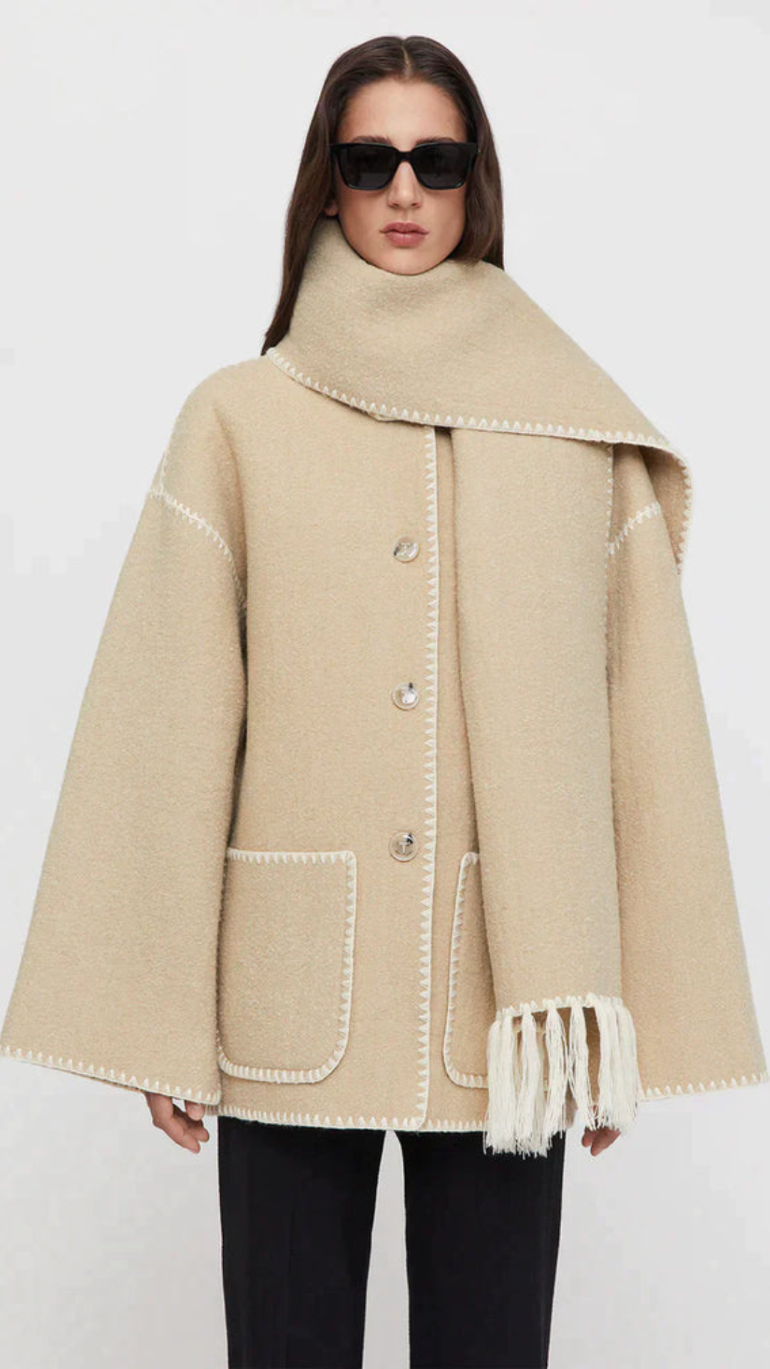WW | Schmal Geschnitten Winter Jacke mit Schal Damen