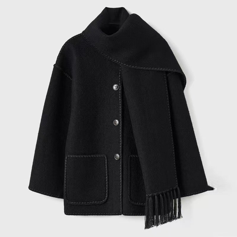 WW | Schmal Geschnitten Winter Jacke mit Schal Damen
