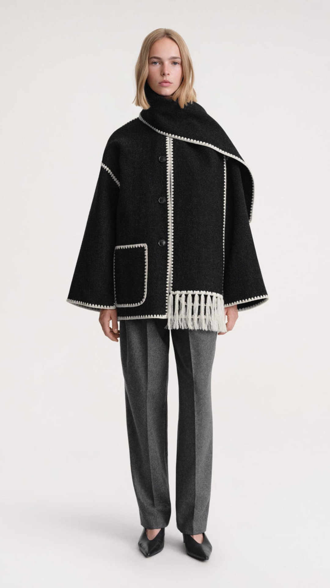 WW | Schmal Geschnitten Winter Jacke mit Schal Damen