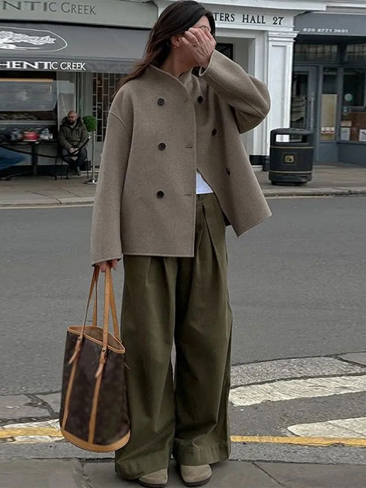 WW | Übergröße Doppelreiher Kurze Damenjacke