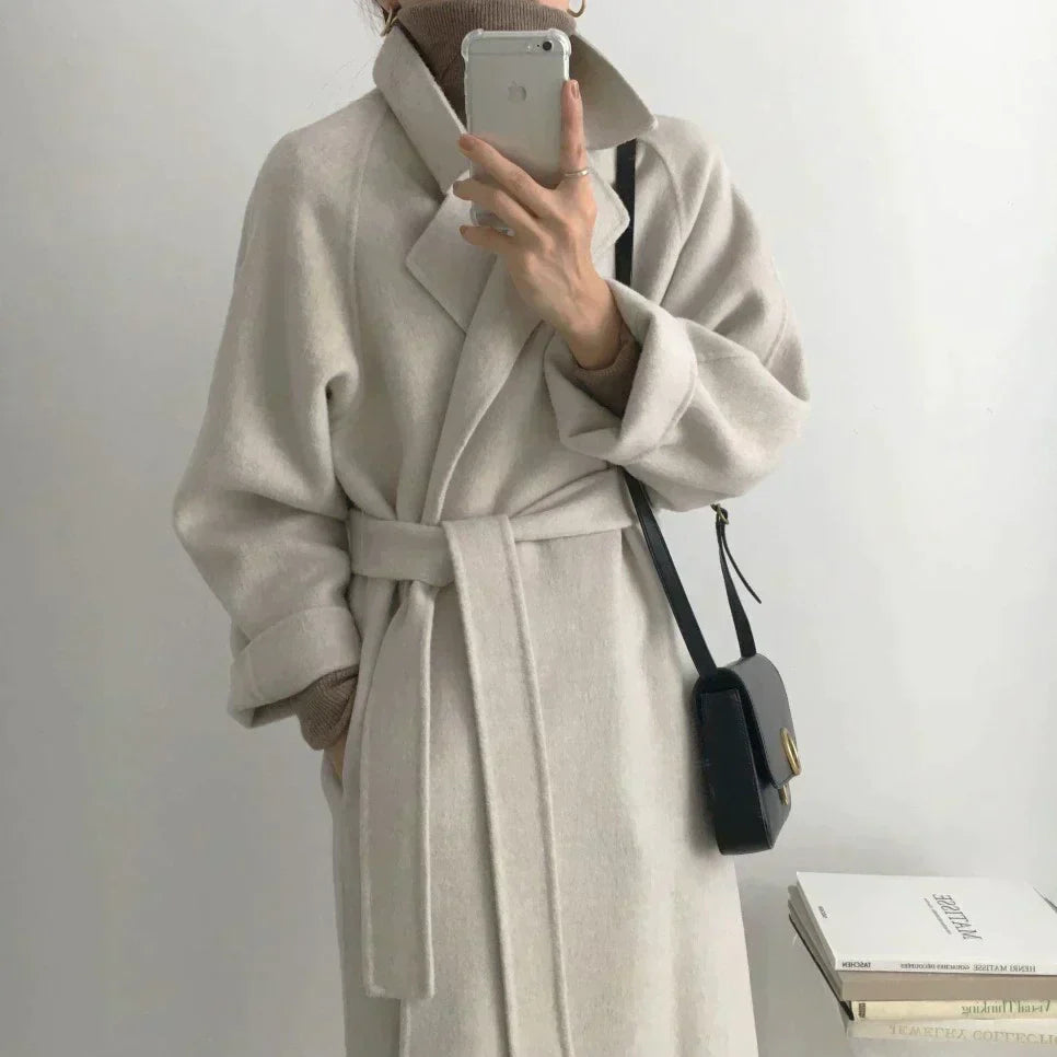 WW | Gürtel Winter Lange Jacke Wollüberjacke für Damen