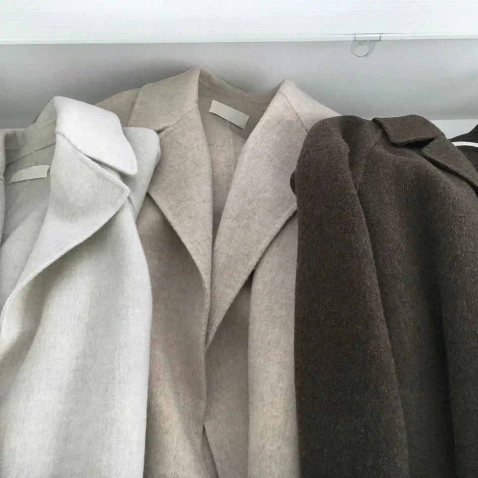 WW | Gürtel Winter Lange Jacke Wollüberjacke für Damen