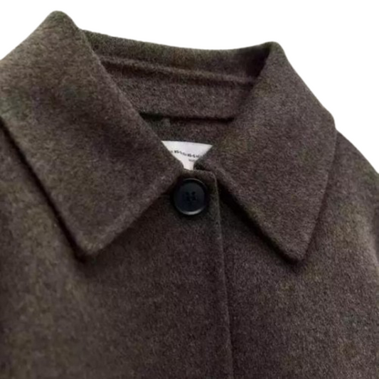 WW | Single-breasted Loose Fit Short Wool Trench Coat for Women