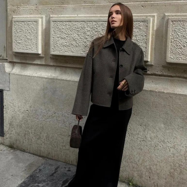 WW | Einreiher Lockere Passform Kurze Wolltrenchcoat Damen