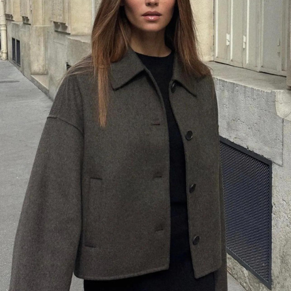 WW | Einreiher Lockere Passform Kurze Wolltrenchcoat Damen