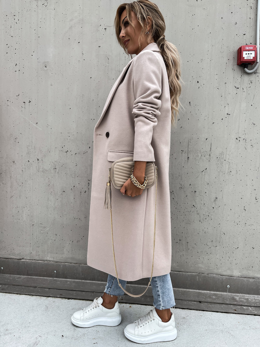 WW | Trenchcoat Langer Doppelreihiger Wollmantel für Damen