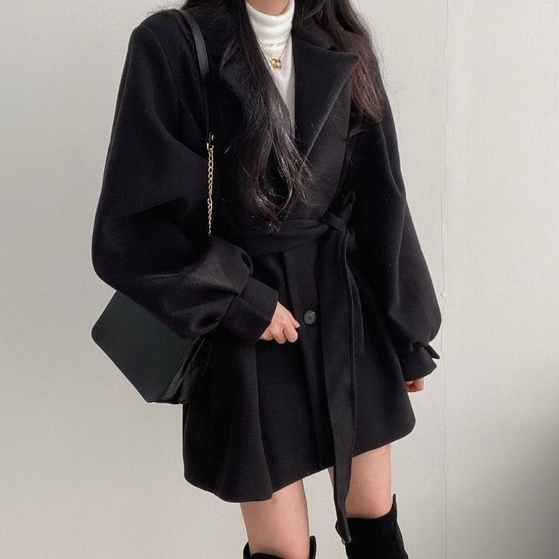 WW | Halblang Einfachreihe Wolltrenchcoat Damenstrickjacken