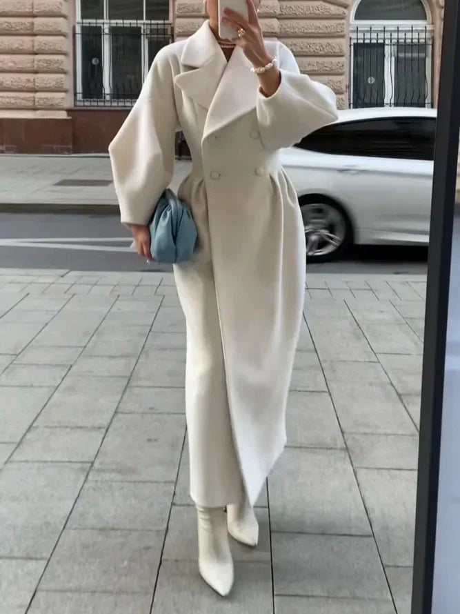WW | Eleganter Double Breasted Lange Wollübermantel für Damen