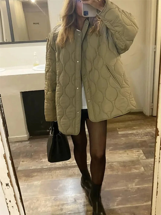 WW | Gesteppte Oversize-Jacke mit Druckknöpfen