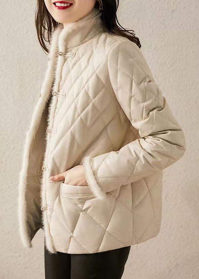 WW | Aprikosen Taschen Chinesische Knopf Patchwork Baumwollgefüllte Jacken Winter