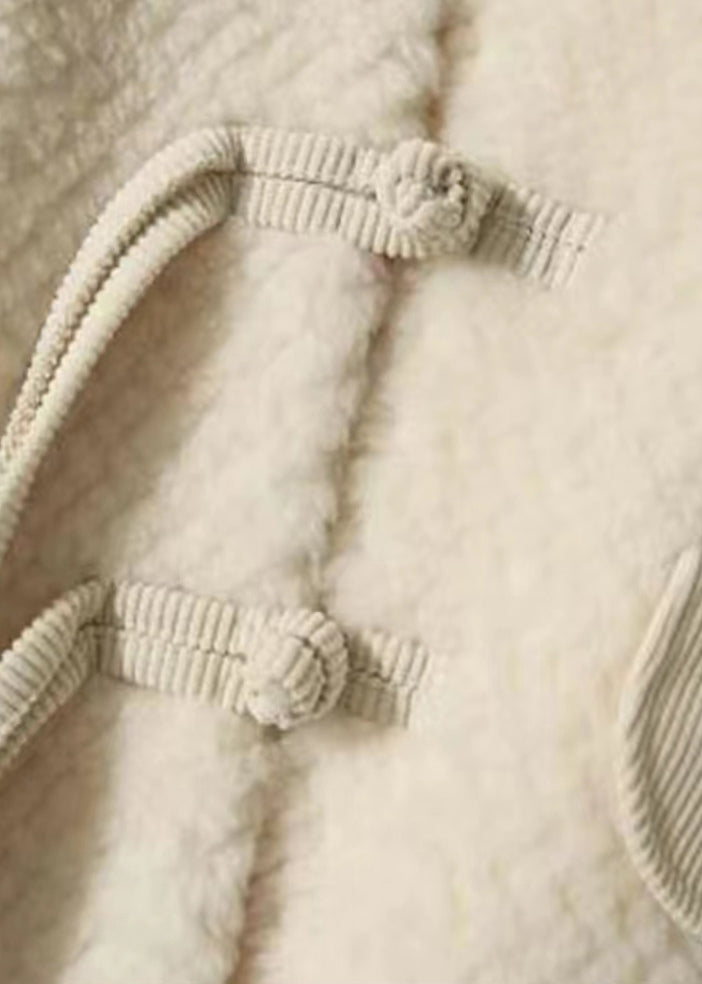 WW | Beige Tassel Chinese Button Patchwork Wool Coats Winter