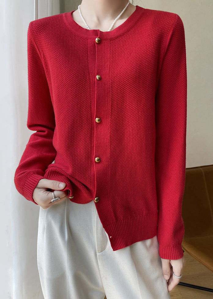 WW | Blue O-Neck Button Patchwork Cotton Cardigans