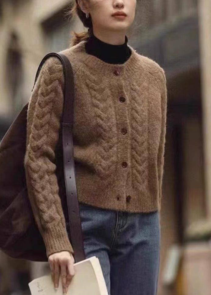 WW | Brown Button Warm Knitted Cardigans