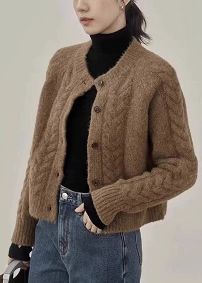 WW | Brown Button Warm Knitted Cardigans