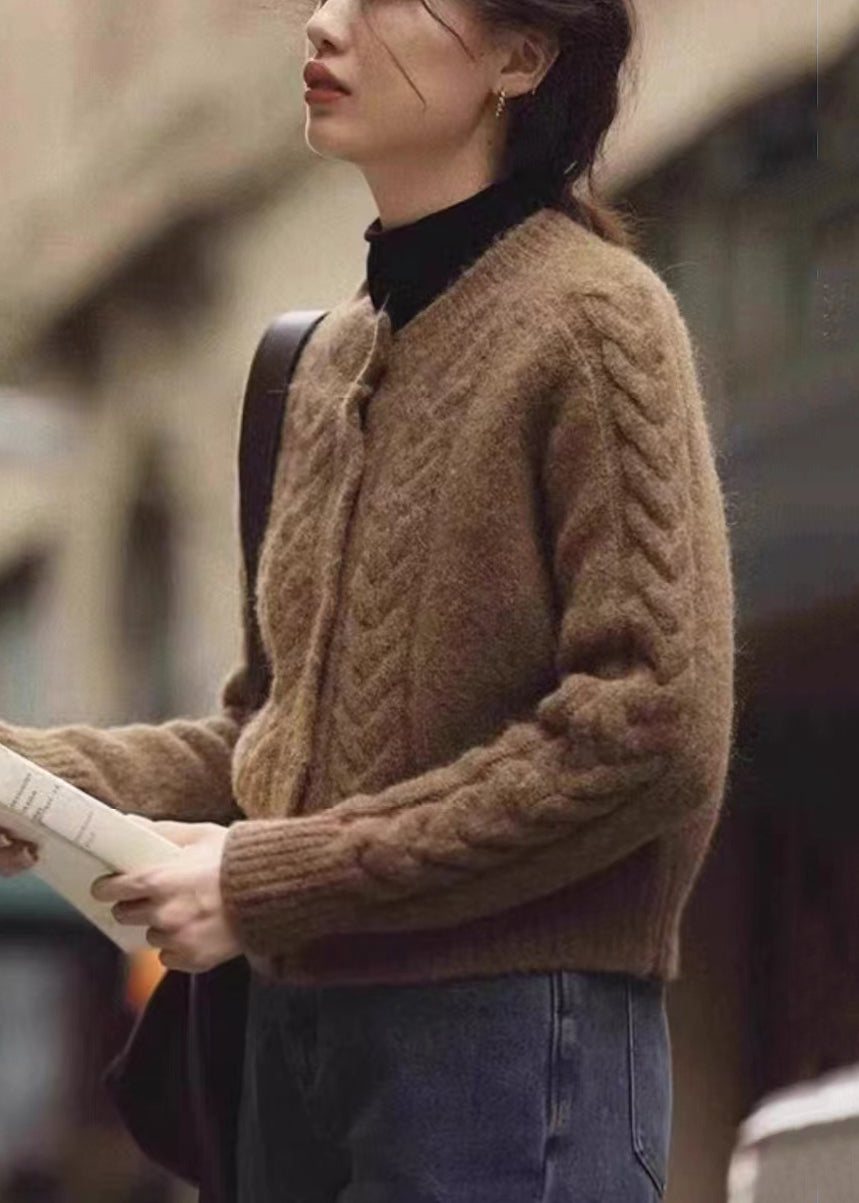 WW | Brown Button Warm Knitted Cardigans