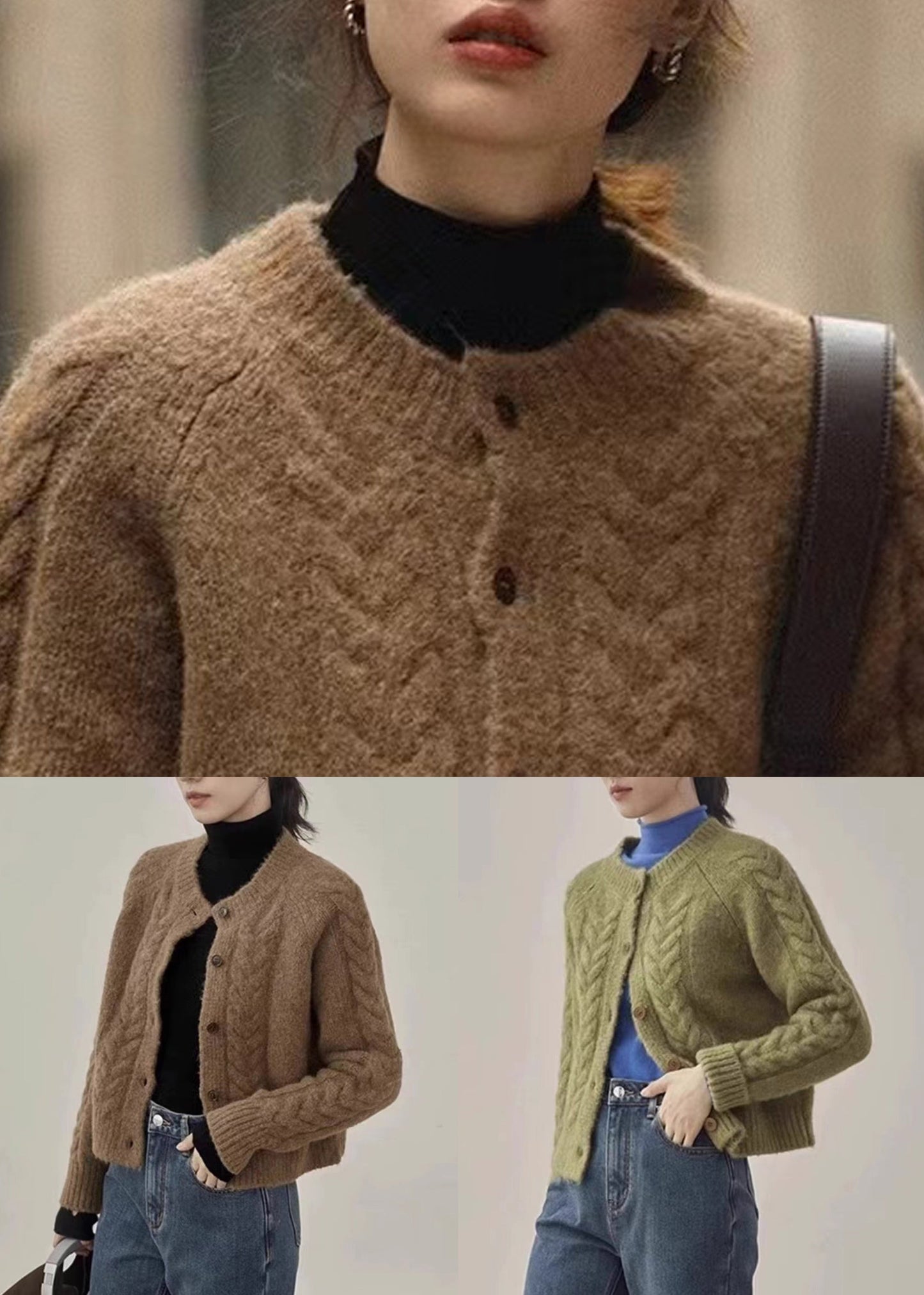 WW | Brown Button Warm Knitted Cardigans