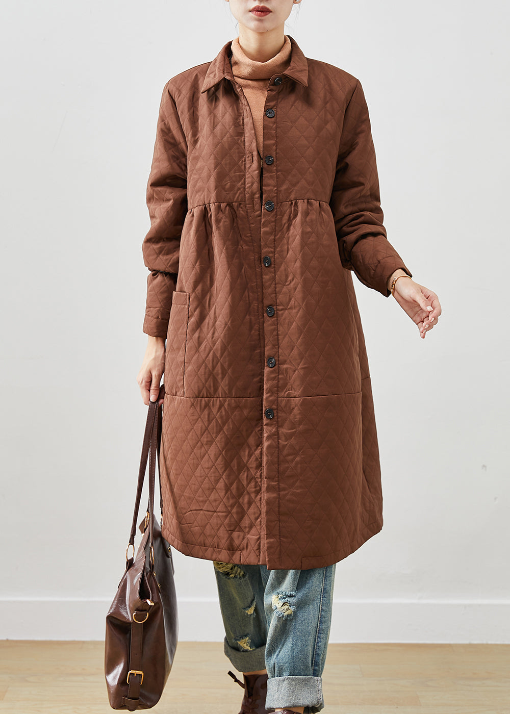 WW | Brown Oversized Fine Cotton-Filled Winter Coats