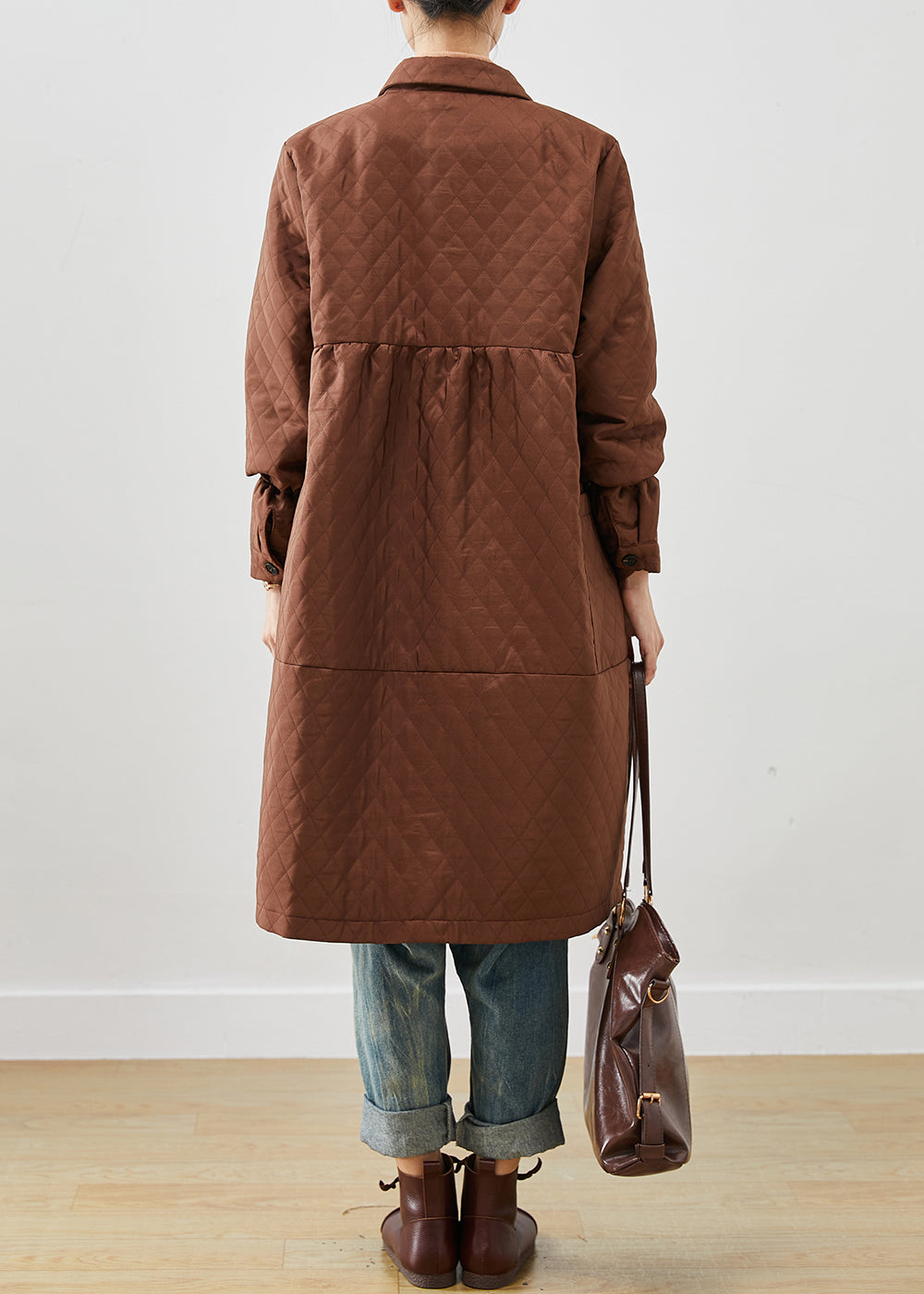 WW | Brown Oversized Fine Cotton-Filled Winter Coats