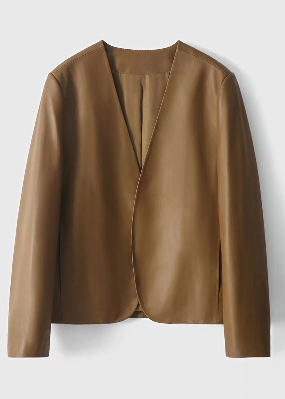 WW | Brown V-Neck Patchwork Sheepskin Coats