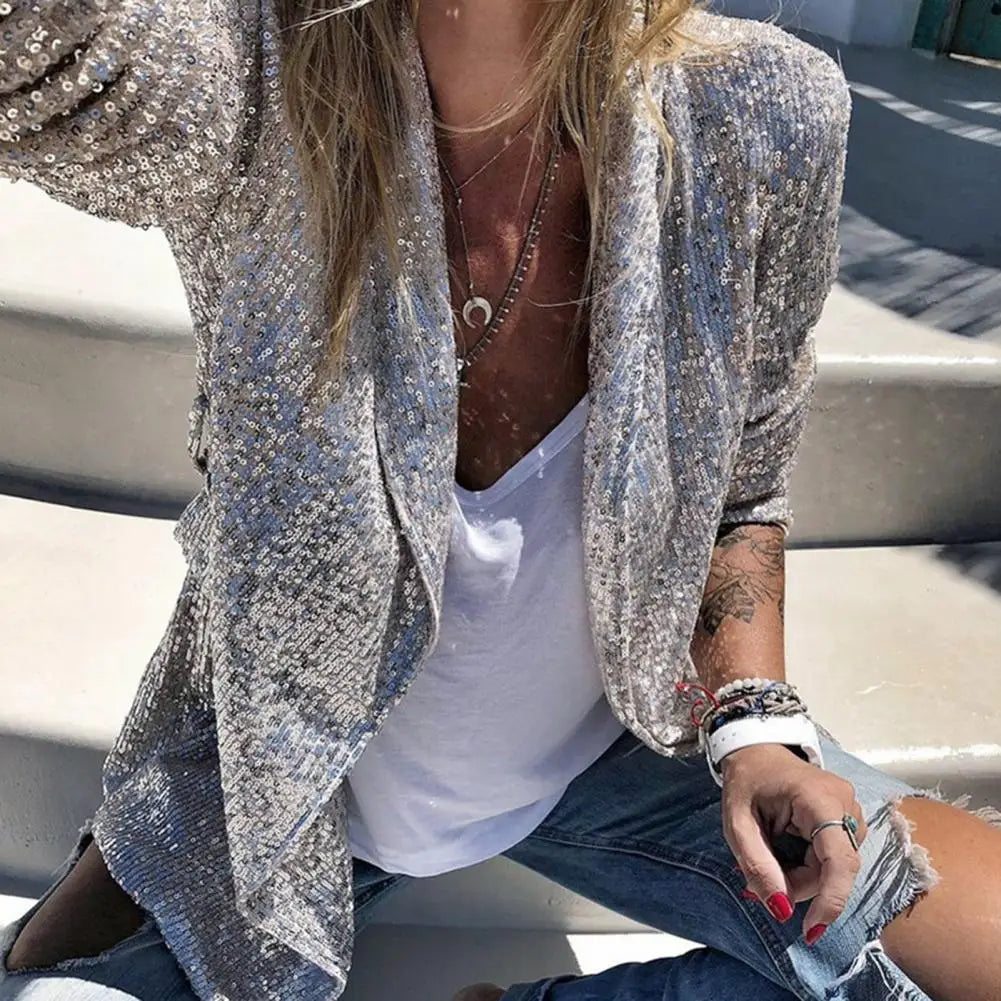 WW | Eleganter Blazer aus schimmernden Pailletten Perfekt für besondere Anlässe