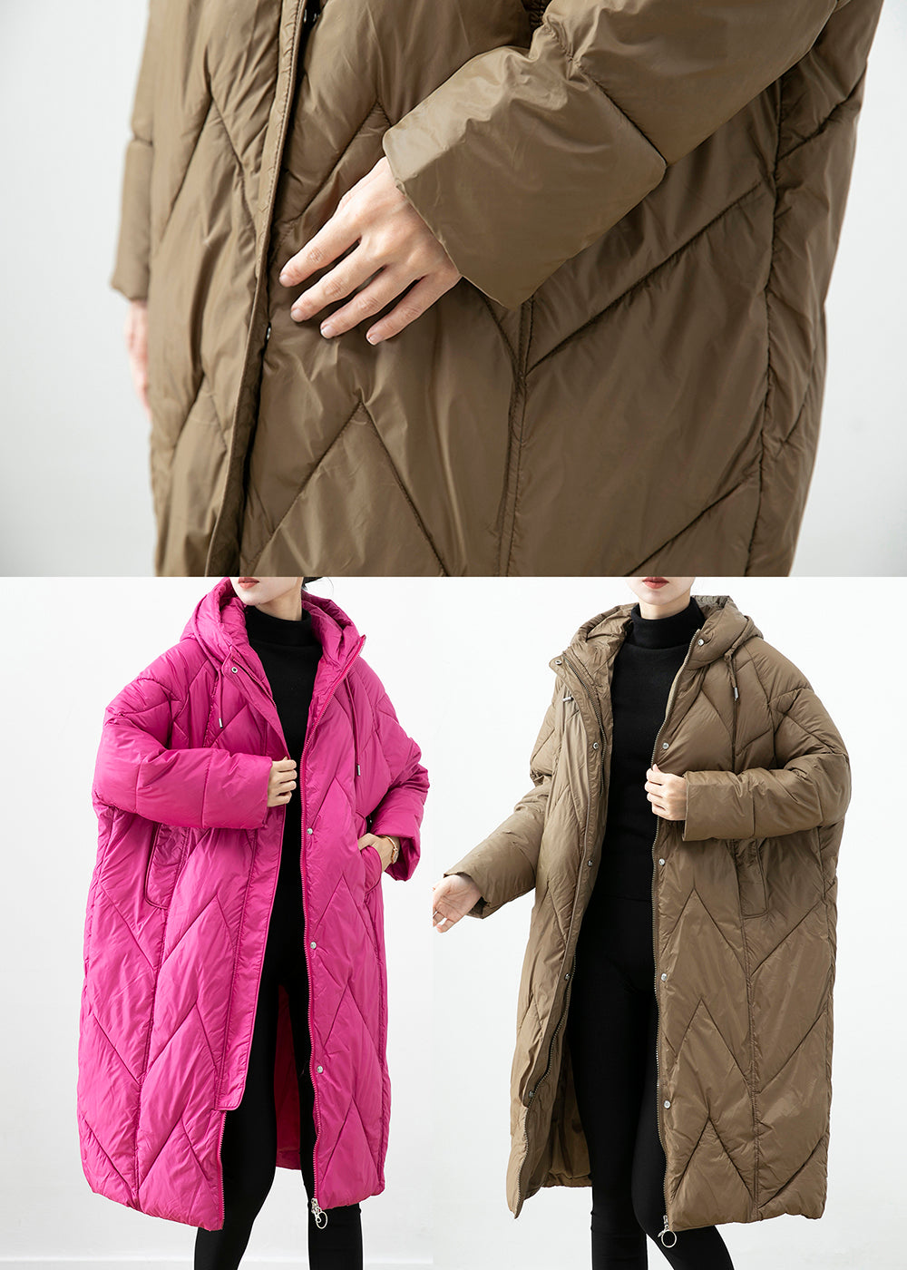 WW | Coffee Hooded Cotton Padded Puffer Jackets Winter