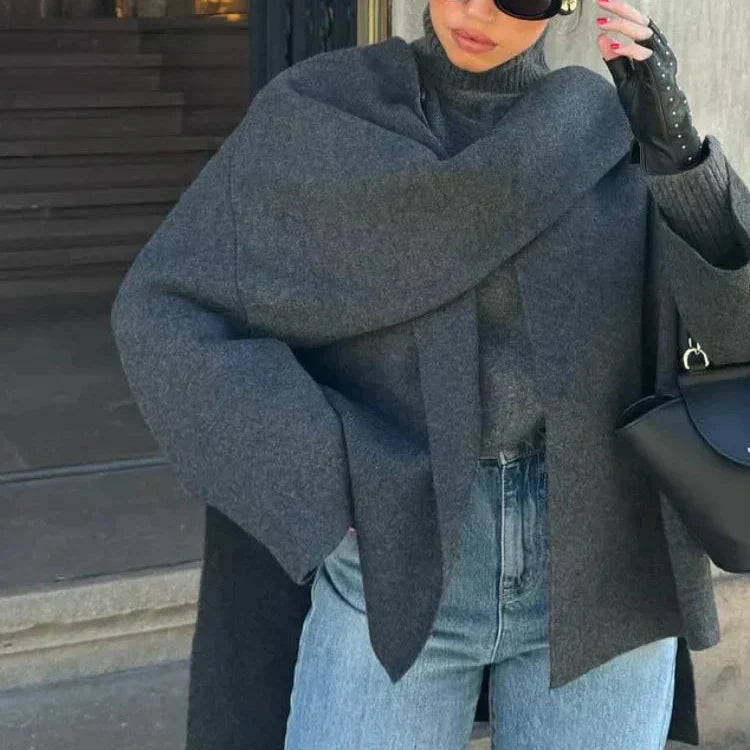 WW | Damen Elegante Warme Cape Jacke