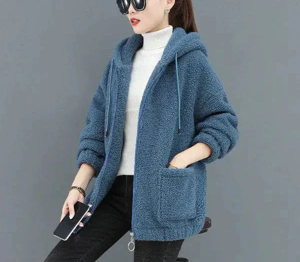 WW | Lässige Herbst Fleece Weste mit Kapuze für Frauen