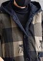 WW | Grauer karierter Übermantel mit Kapuze und Kordelzugmäntel