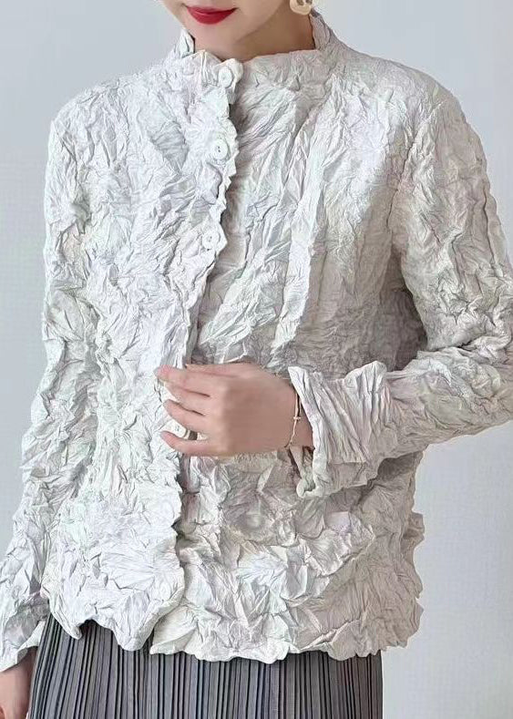 WW | Green Wrinkled Button Cotton Thin Cardigan Coats