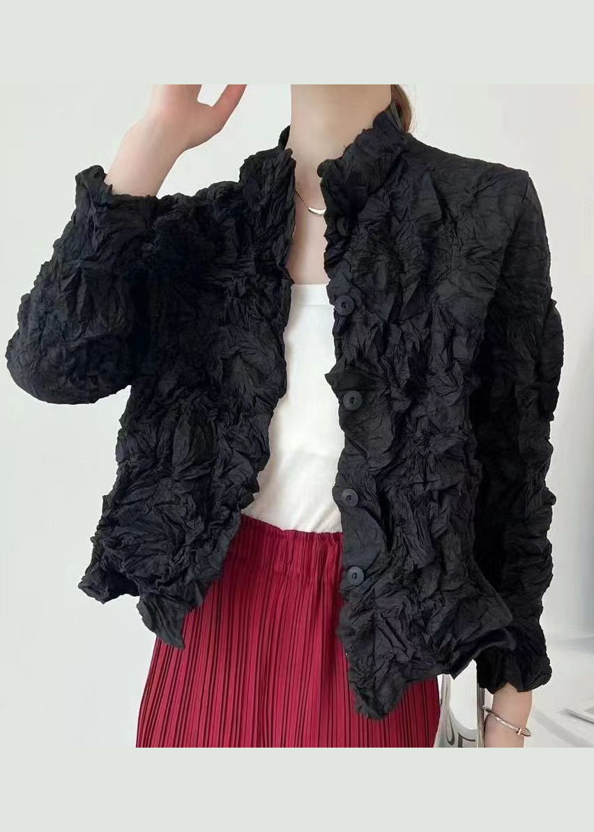 WW | Green Wrinkled Button Cotton Thin Cardigan Coats