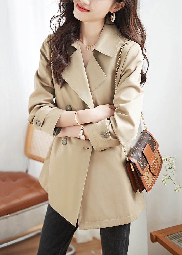 WW | Khaki Double-Breasted Pocket Patchwork Cotton Trench Coats