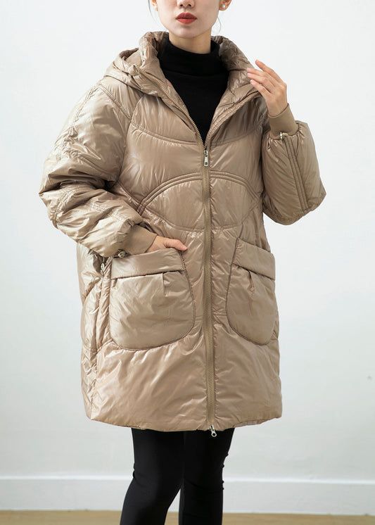 WW | Khaki Kapuzen Taschen Feine Baumwolle Gefütterte Wintermäntel Winter