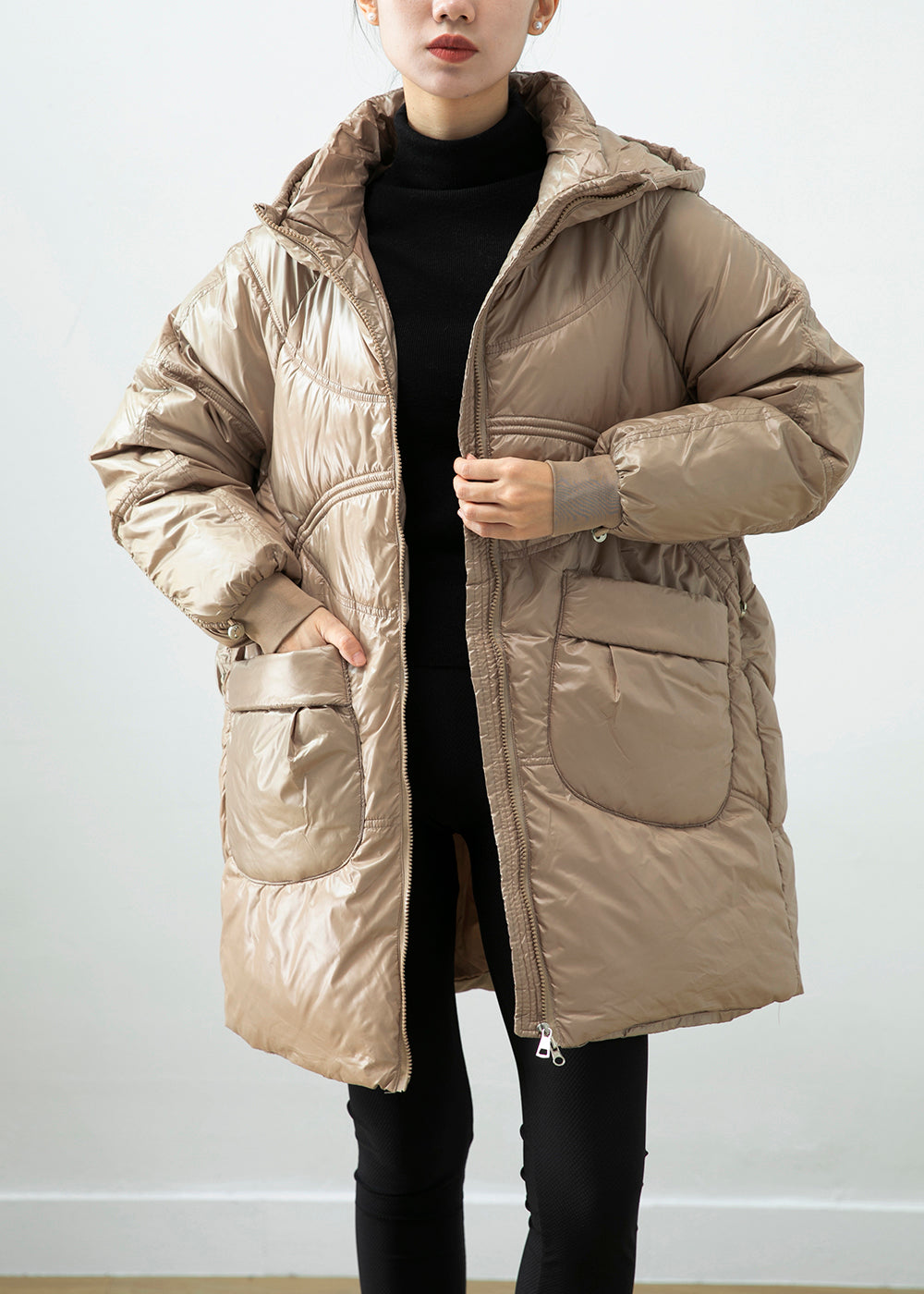 WW | Khaki Hooded Pockets Fine Cotton Lined Winter Coats Winter