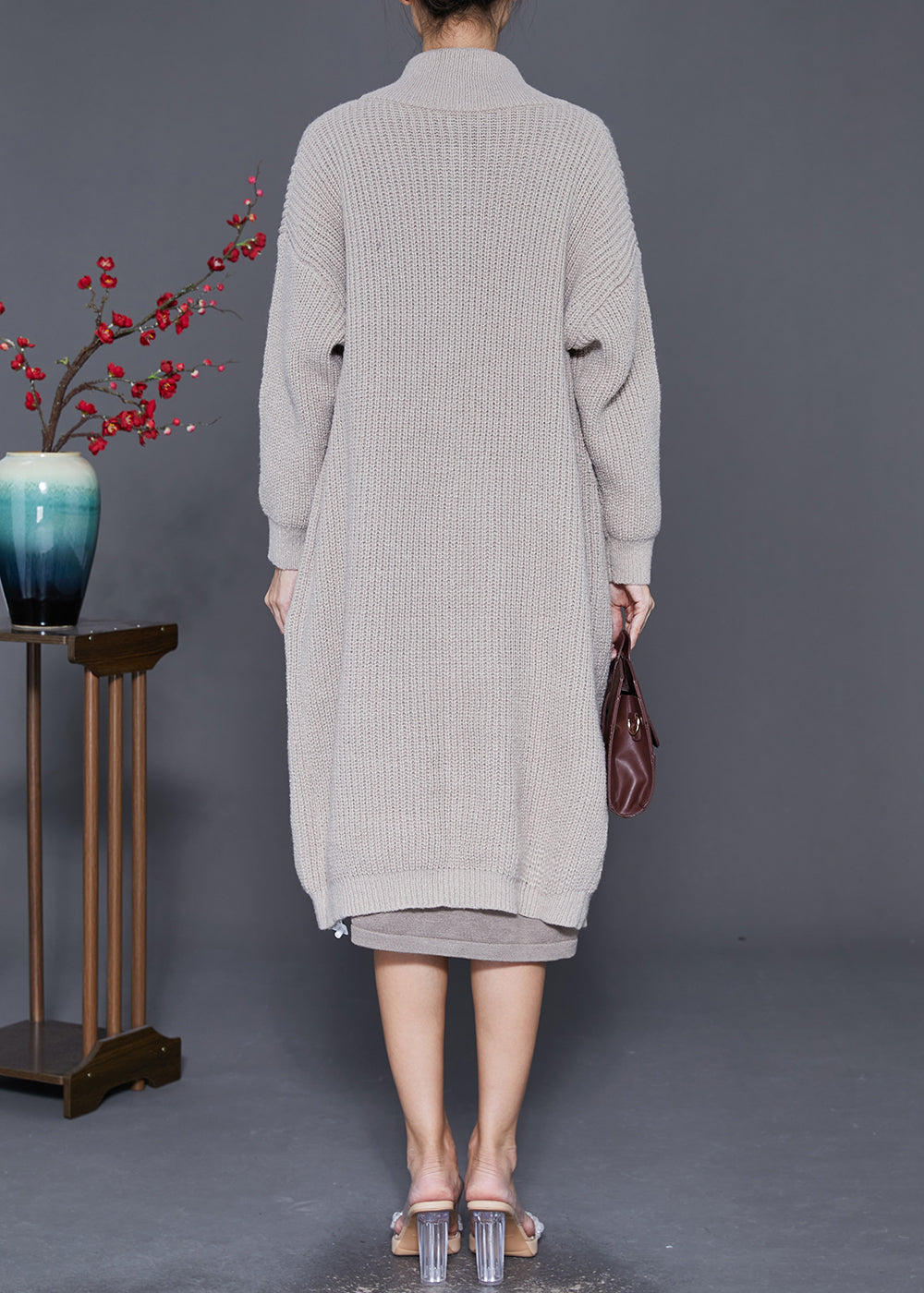 WW | Light Grey Button-Down Warm Knit Cardigans