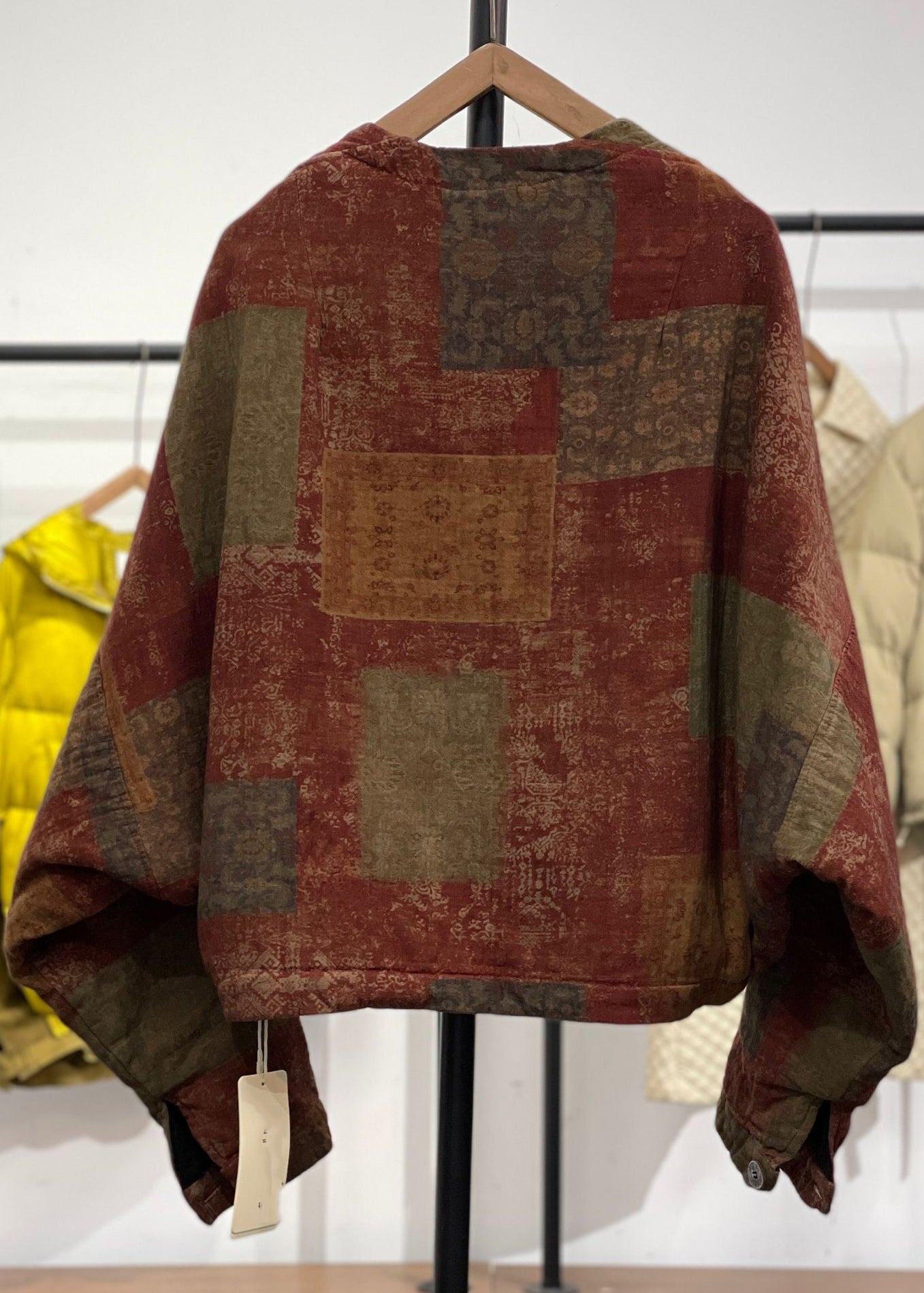 WW | Orange Asymmetrical Pocket Print Cotton Padded Winter Coats