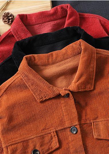 WW | Orange Fashion Clothes Wardrobe Lapel Button Closure Jackets
