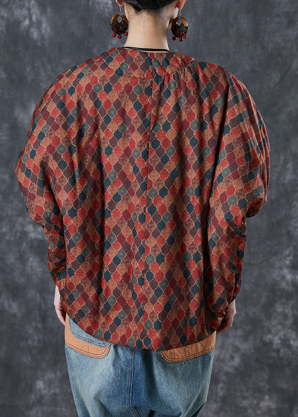 WW | Red Oversized Print Fine Cotton Padded Puffer Jackets Winter