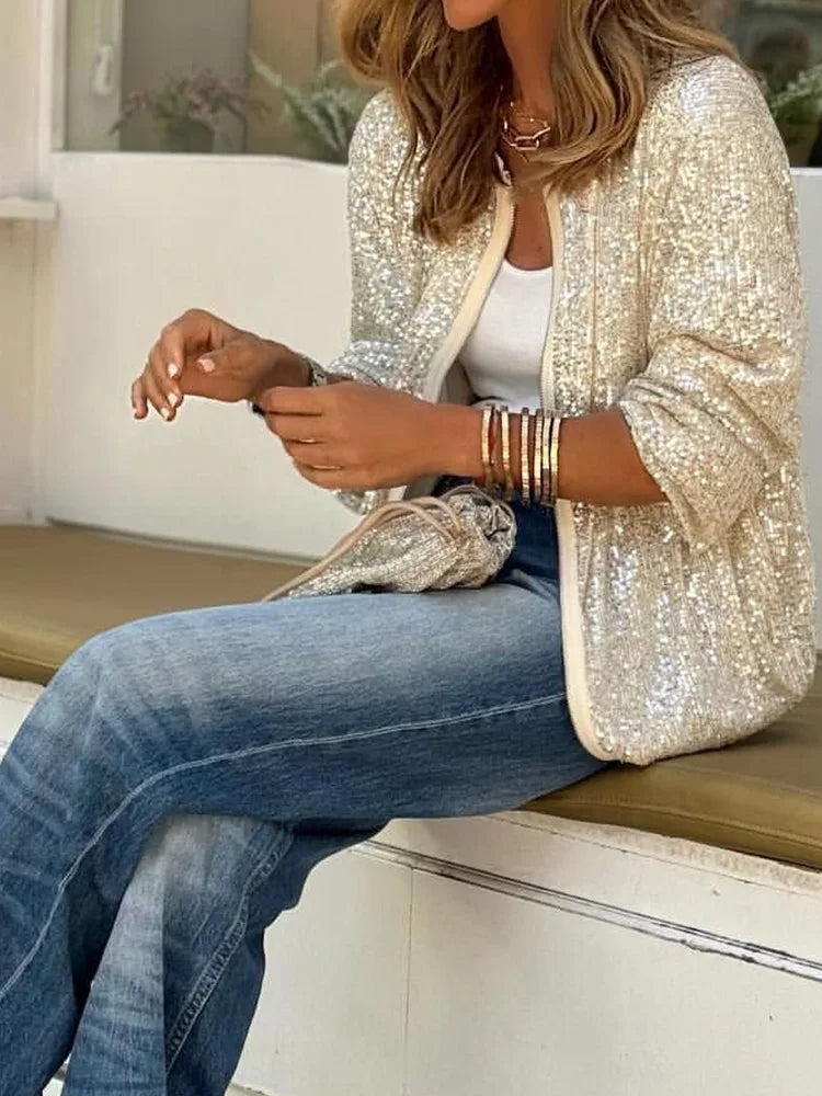 WW | Women's Sequined Crew Neck Jacket