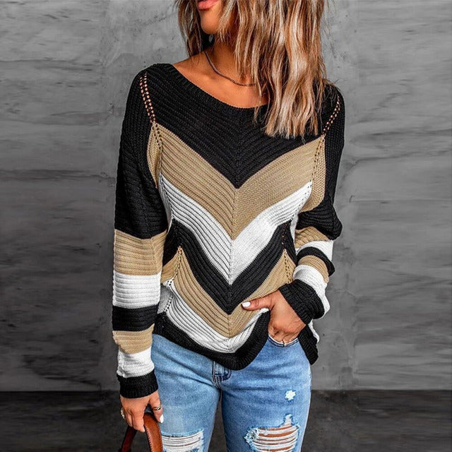 WW | Gestreifter Pullover mit Patchwork