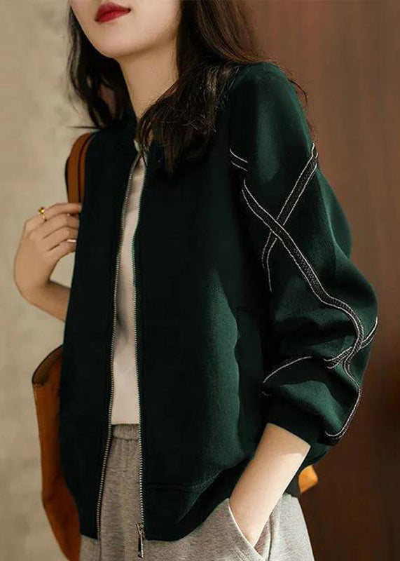 WW | Wine Red Zipper Patchwork Cotton Coats