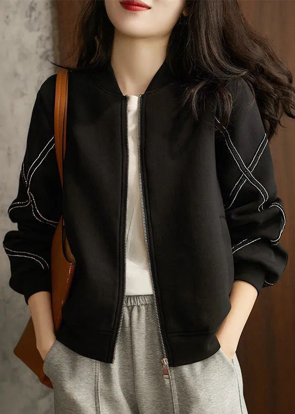 WW | Wine Red Zipper Patchwork Cotton Coats