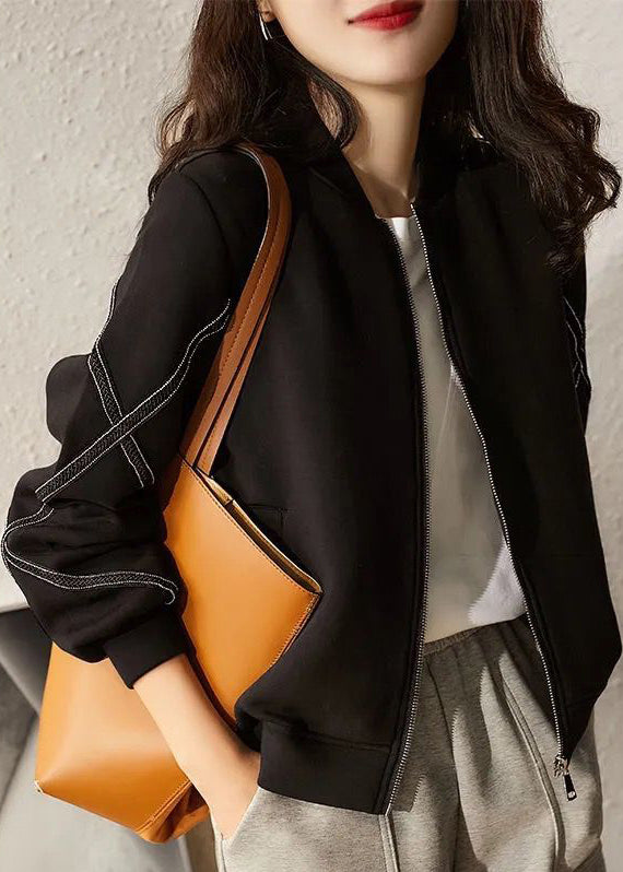 WW | Wine Red Zipper Patchwork Cotton Coats