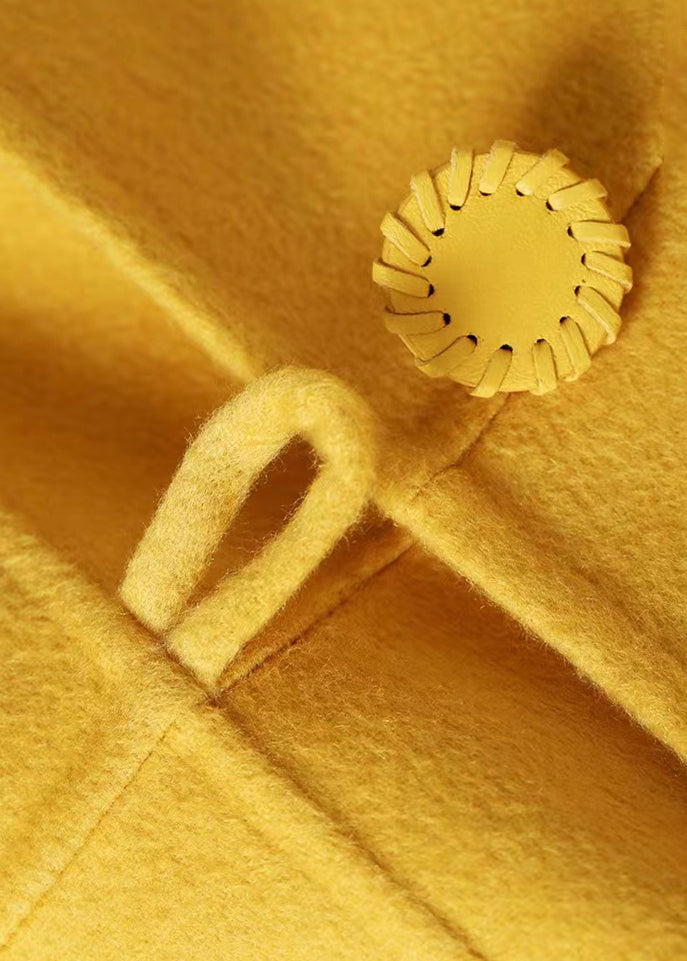 WW | Yellow Stand Button Patchwork Wool Cape Coat