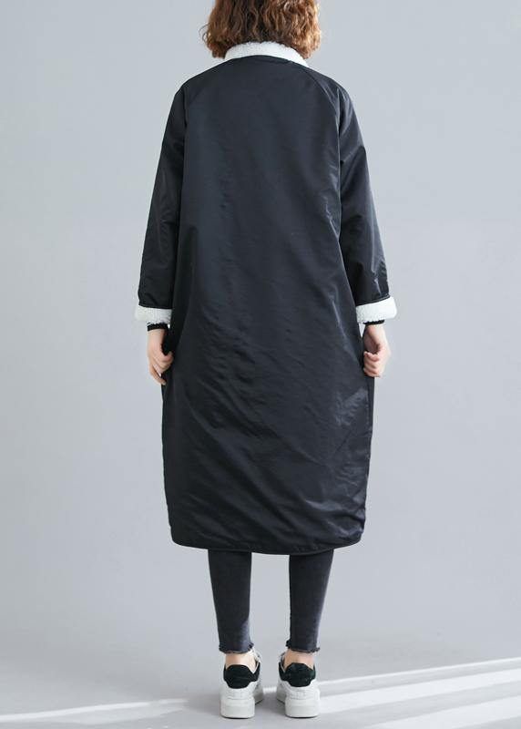 WW | schwarze Plus Size Freizeitmäntel Stoffe mit Reißverschluss Patchwork-Outwears