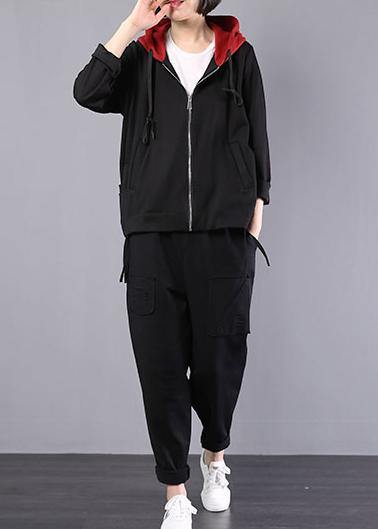 WW | Hooded Cotton Clothing Photography Black Coats