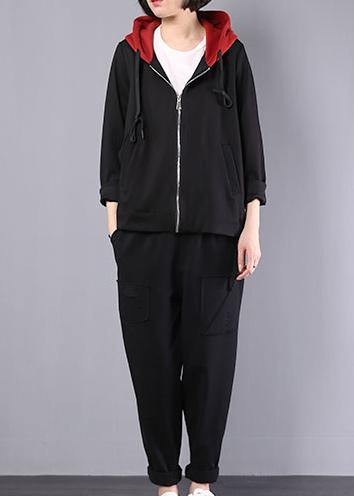 WW | Hooded Cotton Clothing Photography Black Coats