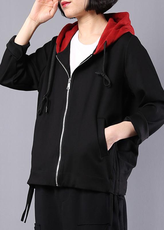 WW | Hooded Cotton Clothing Photography Black Coats