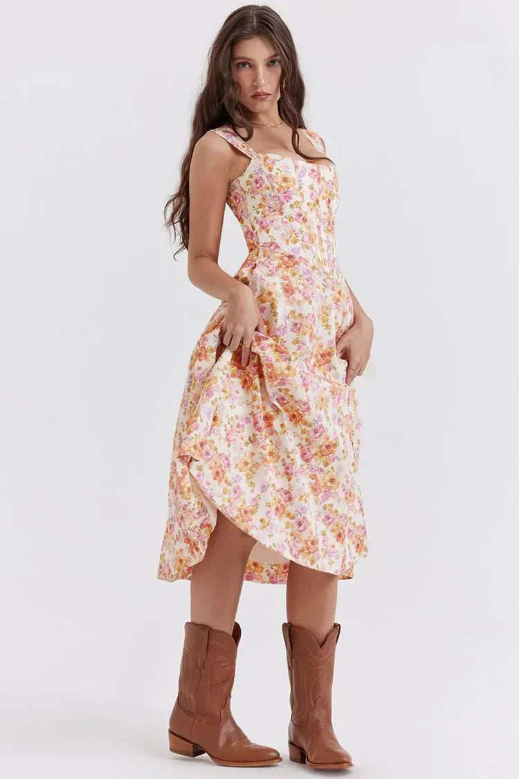 WW | Gedrucktes Blumenkleid Korsettmodell