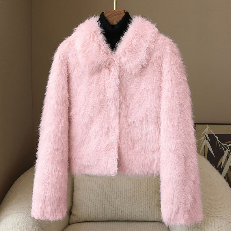WW | Kurz geschnittene Jacke - Kurze Jacke mit Pelzrand und Knopfverschluss
