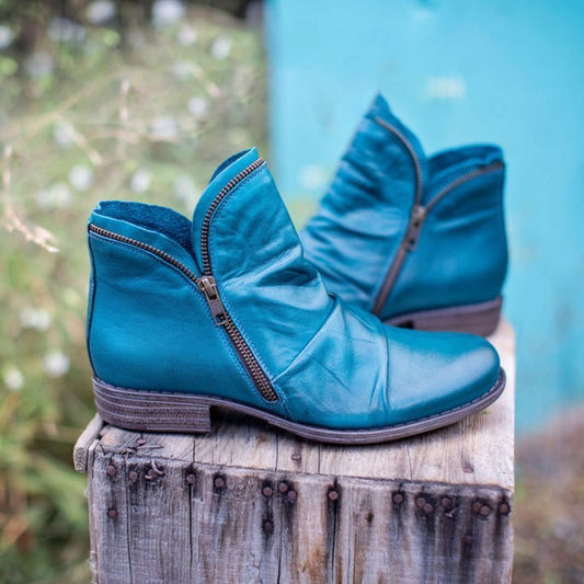 WW | Women's Black Ankle Boots with Zipper Trendy & Versatile